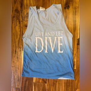 Drift Koh Tao Blue Ombre Tank Top with 'Live and Let Dive' Print